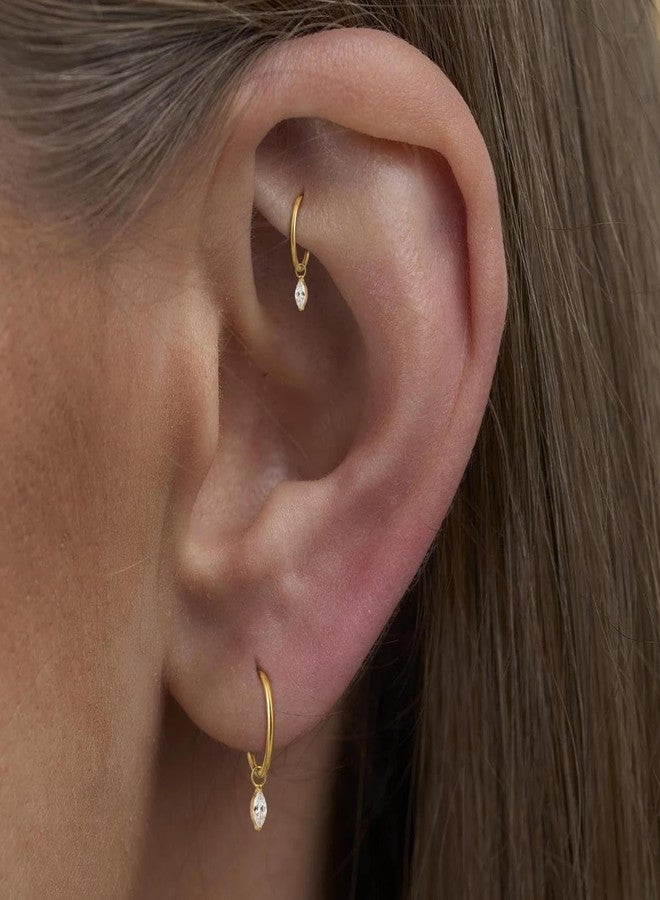 NONTAI Dangle Huggie Hoops Titanium,16G Rook Piercing Jewelry Gold Cartilage Helix Earring Conch Daith Earrings - Image 3